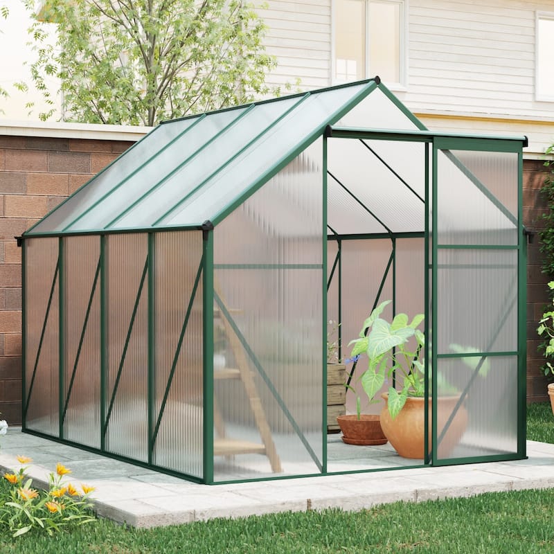 GDF Studio - Camley Outdoor Aluminum Greenhouse with Polycarbonate Panels and Ventilated Roof - Aluminum