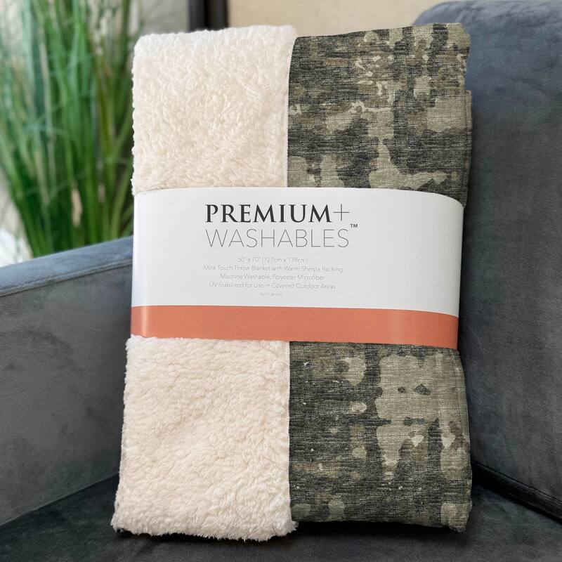 Premium Machine Washable ASB76 Abstract Contemporary Sherpa Throw Blanket
