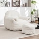 preview thumbnail 31 of 42, Bean Bag Chair, Comfy Bean Bag Sofa with Back Support, With Footstool,Faux Fur Bean Bag Chair White