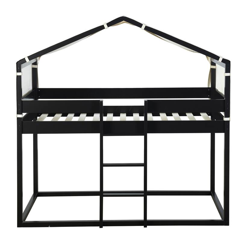 House Bed Twin Over Twin Bunk Bed Wood Platform Bed Frame