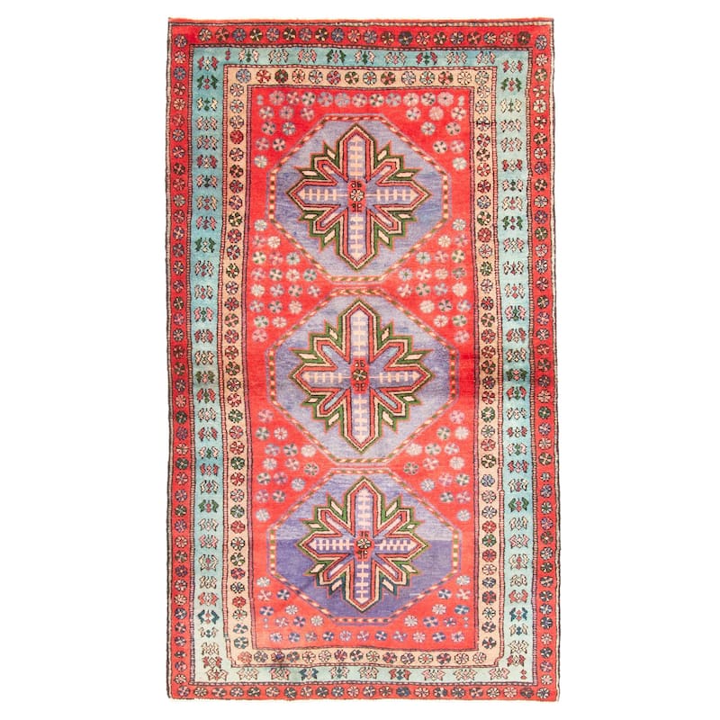 ECARPETGALLERY Hand-knotted Konya Anatolian Red Wool Rug - 3'10 x 7'3