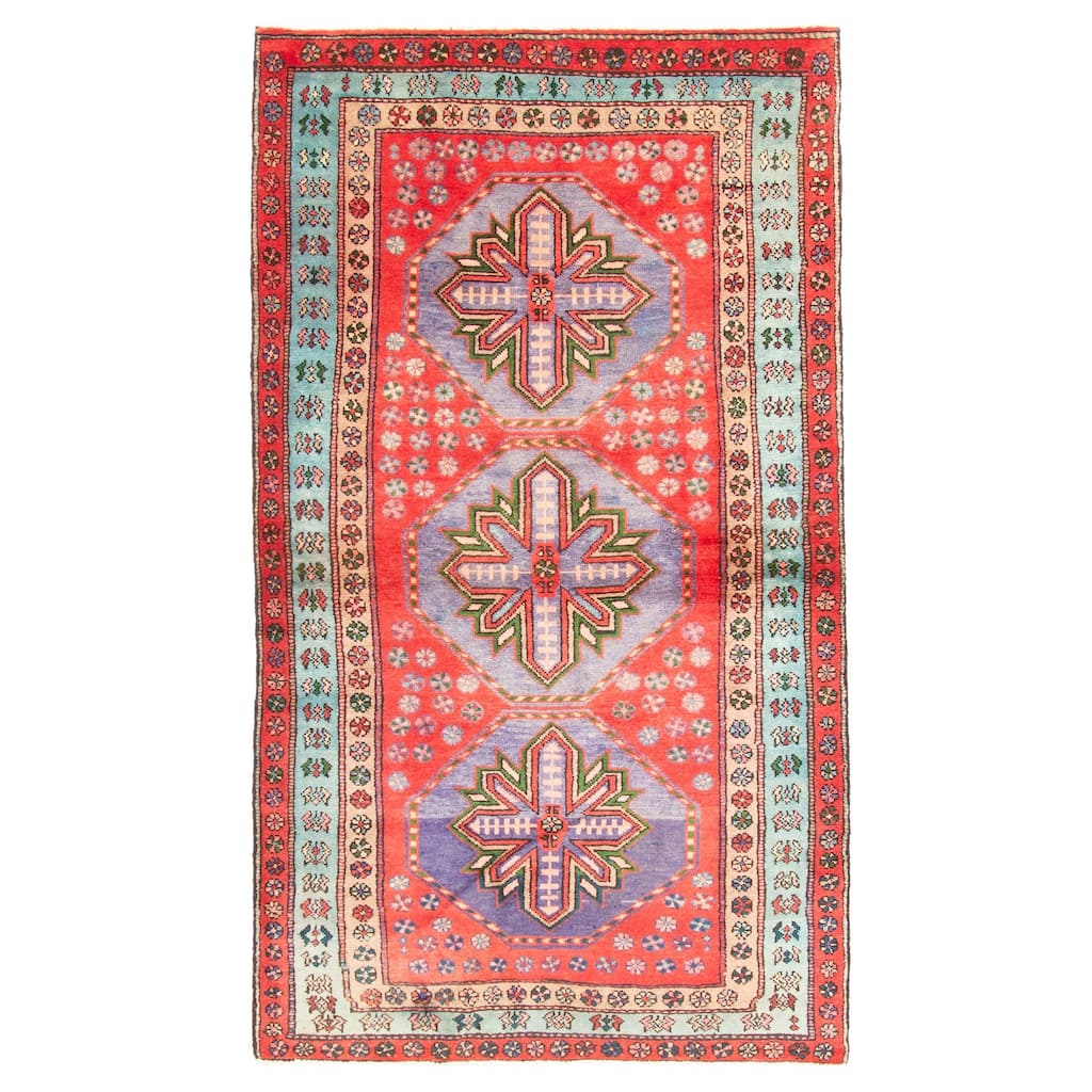 ECARPETGALLERY Hand-knotted Konya Anatolian Red Wool Rug - 3'10 x 7'3