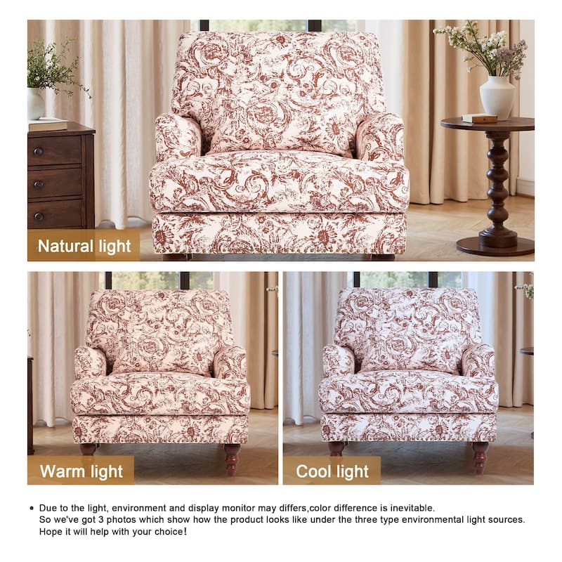 Mid Century Chenille Upholstered Accent Chair with Nailhead Trim