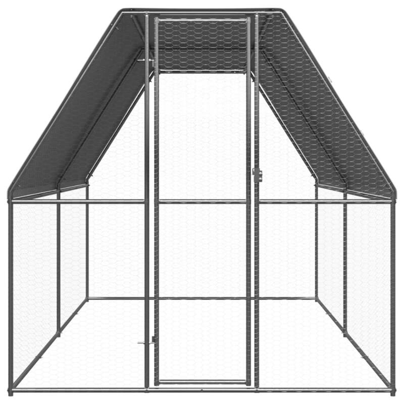 vidaXL Chicken Cage Silver and silver grey Galvanized steel, polyethylene