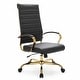 preview thumbnail 87 of 98, Benmar Ribbed Leather Executive High Back Office Chair with Gold Frame, Swivel, Tilt, Lumbar Support Black