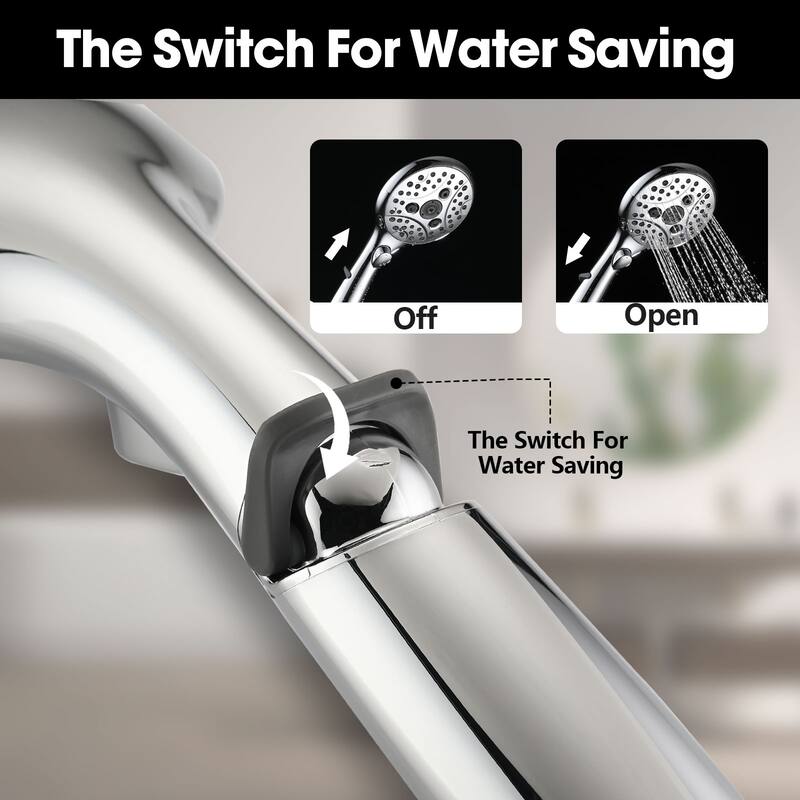 Lift-Up Diverter Bathtub Faucet with 6 Settings Handheld Shower in Chrome (Rough-in Valve Not Included)