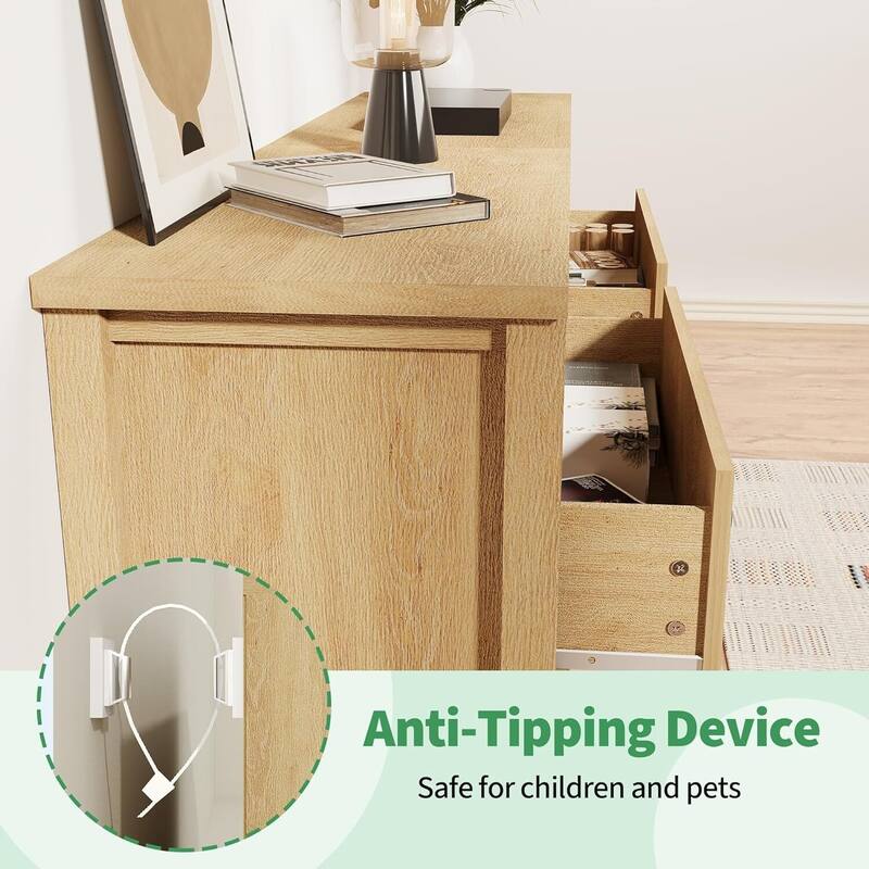 Modern 5 Drawer Dresser, Fluted Storage Cabinet for Bedroom