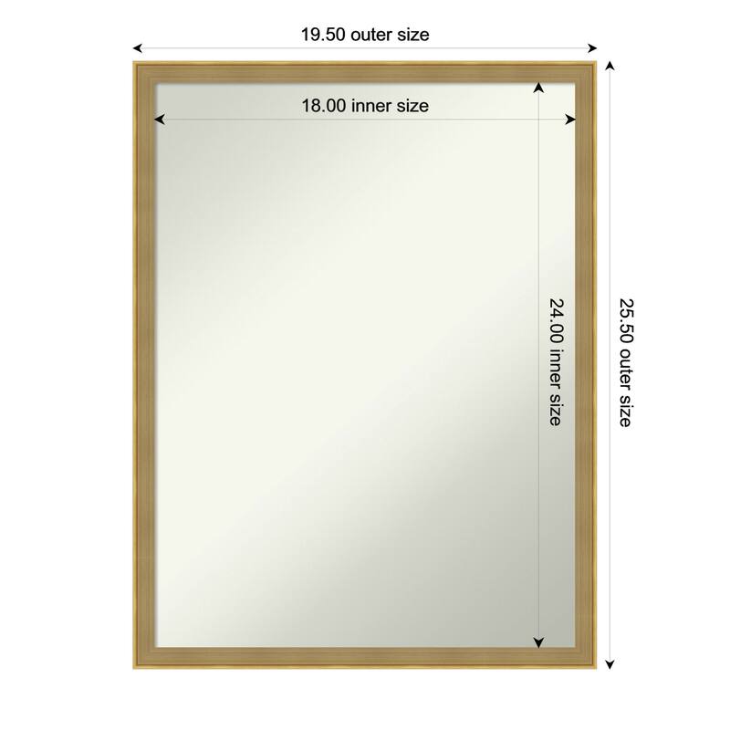 Incline Non-Beveled Wood Framed Wall Mirror - 20 x 26 in - Incline Dark Gold
