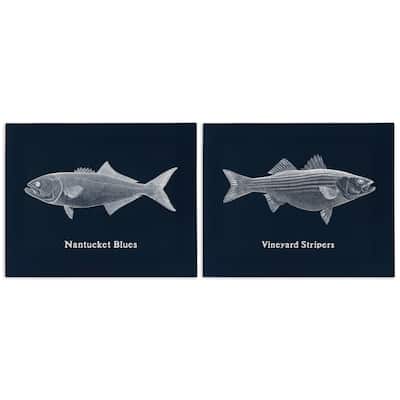 Stupell Harbor Fish Phrases Canvas Wall Art Design By Phillipa Katz (Set of 2)