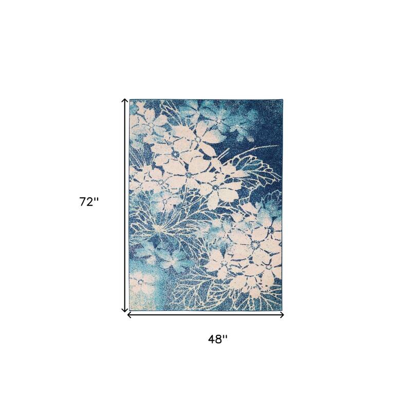 Fewos Power Loomed Floral Traditional Stain Resistant Area Rug By HomeRoots - 72' X '48' X '0.5