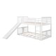 preview thumbnail 4 of 10, White Twin over Twin Size Solid Wood Bunk Bed with Ladder, Slide and Fence for Kids, Bedroom