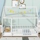 preview thumbnail 2 of 127, Wood Toddler House Bed with Roof Frame and Safety Guardrails Montessori Floor Bed without Slats No Door Houseshaped Platform Bed