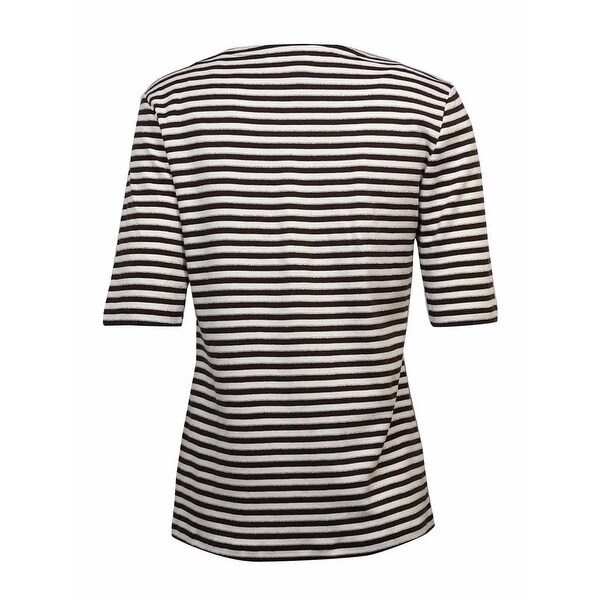Charter Club Elbow-Sleeve Metallic-Striped Top