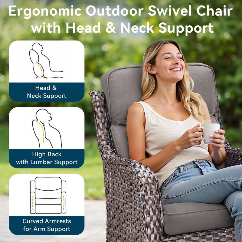 Pocassy 4Pieces Swivel Glider Chairs with 5Inch 6Inch Cushion