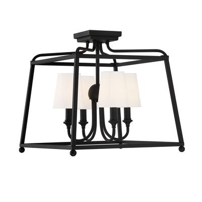 Libby Langdon for Crystorama Sylvan 4 Light Black Forged Ceiling Mount - 16''W x 15.5''H