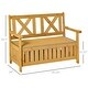 preview thumbnail 13 of 18, Cream White Rustic Solid Fir Wood Storage Boxes with Bench and 4 Wooden Legs for Porch Deck Garden and Balcony