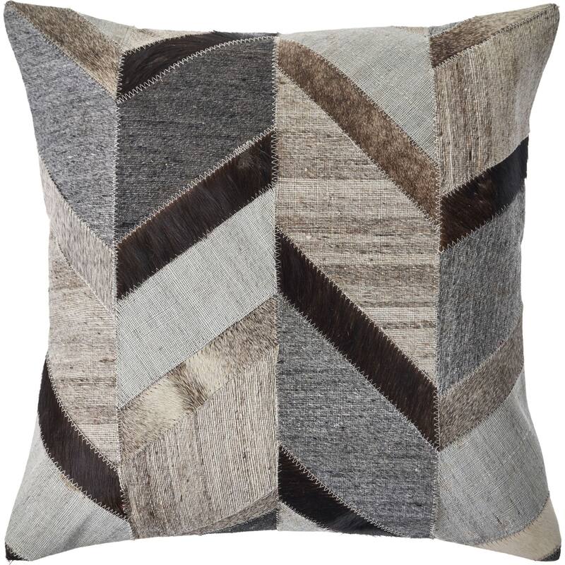20" Gray and Brown Chevron Square Throw Pillow