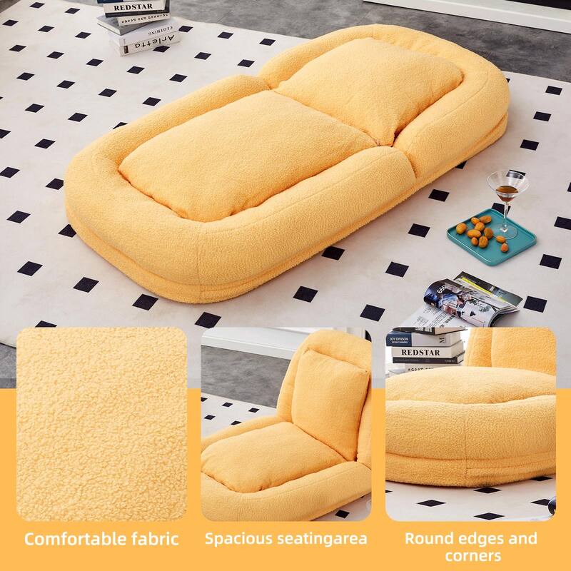 Folding Sofa Chair with 5 Adjustable Positions, Plush Floor Lounge Chair
