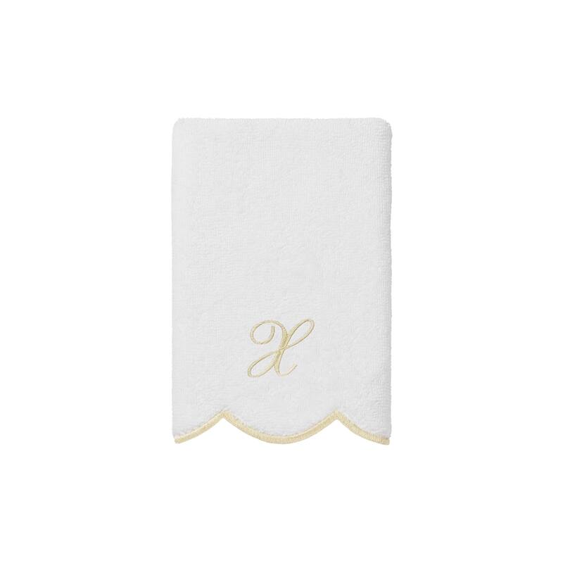 Authentic Hotel and Spa 100% Turkish Cotton Beige ADORNIA Scallop Personalized 3 Piece Towel Set - 3 Piece Set