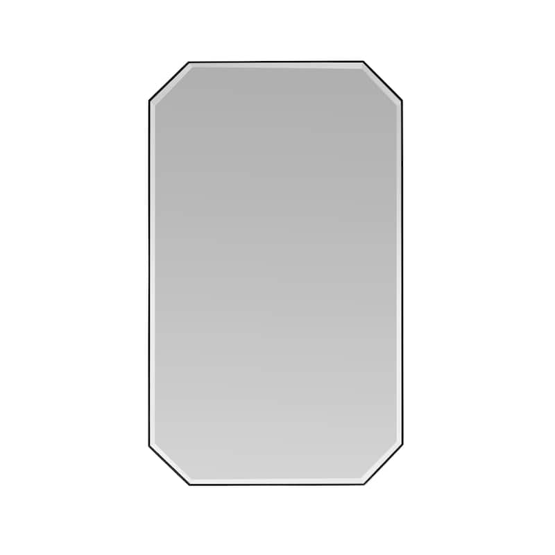 Sabadell Octagon Stainless Steel Framed Wall Mirror - 24"W x 40"H - Matte Black
