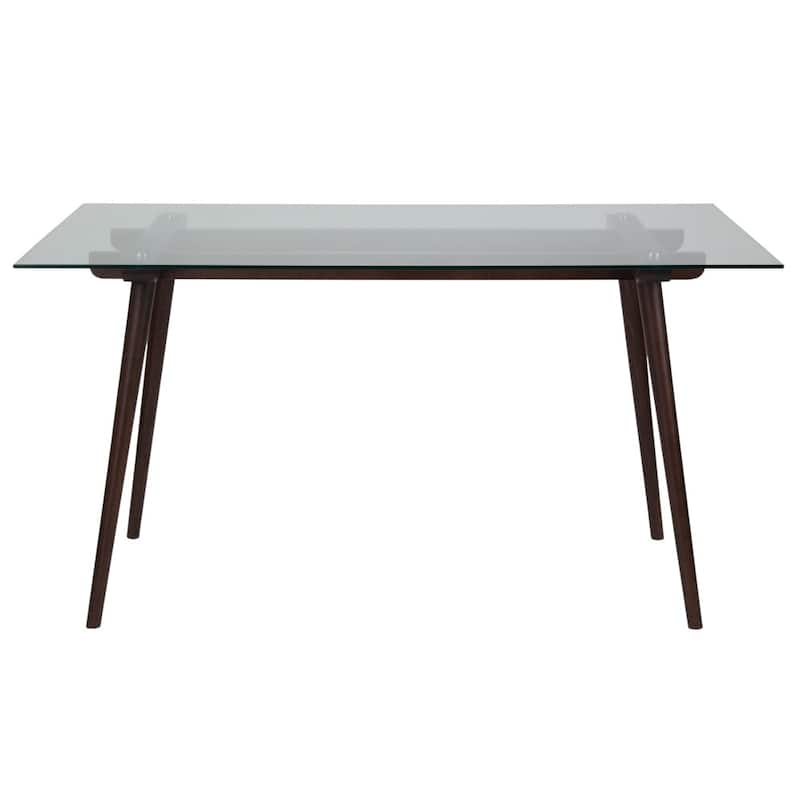 31.5'' x 55'' Solid Wood Table with Clear Glass Top