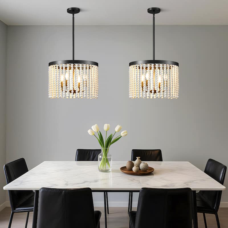 Modern Chandelier Dimmable Black and Gold Drum Chandeliers Light Fixture for Living Room Dining Room