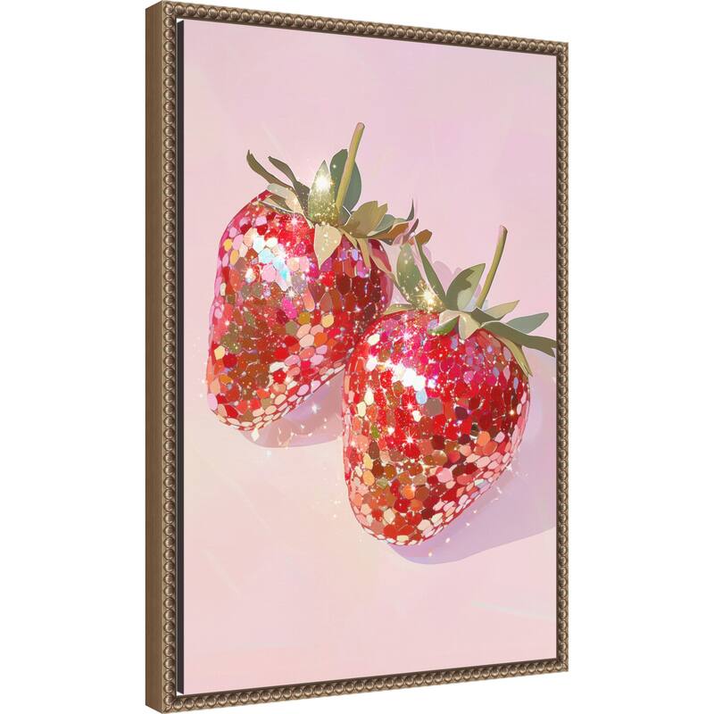 Sparkling Strawberries by Melloi Art Prints (16 x 23 in.), Framed Canvas Wall Art Print