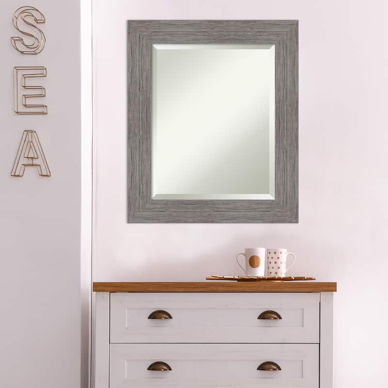 Beveled Bathroom Wall Mirror - Pinstripe Frame