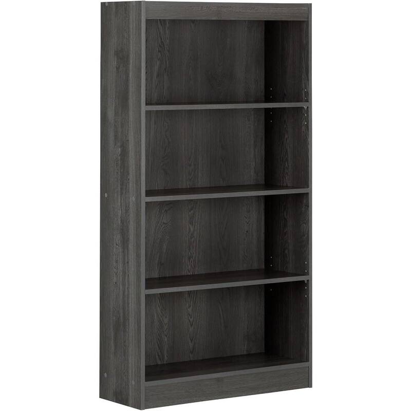 Modern Eco Friendly 4 Shelf Bookcase with Adjustable Shelves for Living Room Bedroom Office - 11.5"D x 28"W x 56"H - Grey Oak