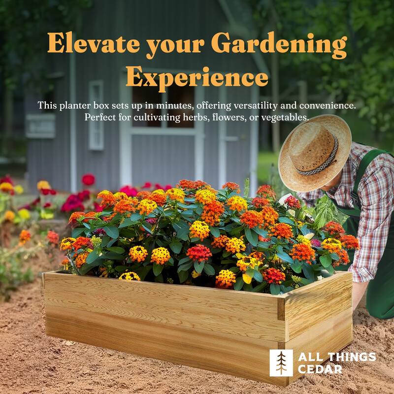 All Things Cedar 4x2 Ft Elevated Garden Box with Stackable and Expandable Design - 48.4