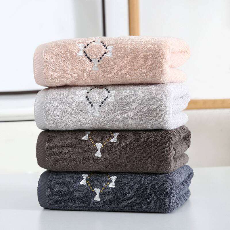 Hand Towels Embroidered Bow Pattern Decorative Towel Cotton Absorbent Soft Hand Towel Set for Bathroom