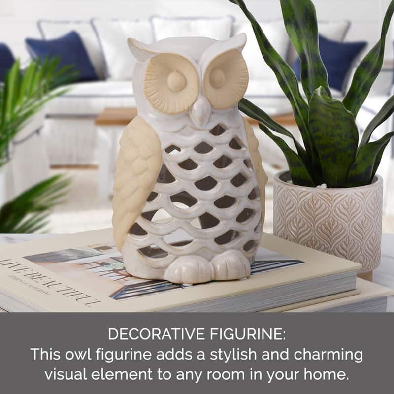 Elements White and Tan Owl Figurine, 8 Inch