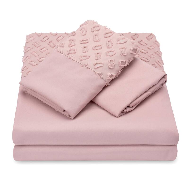 Chanasya Clipped Tufted Textured Boho Soft Microfiber Sheet Set