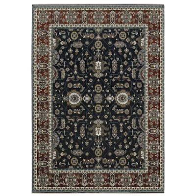 Style Haven Victoria Vintage Traditions Navy/ Rust Area Rug