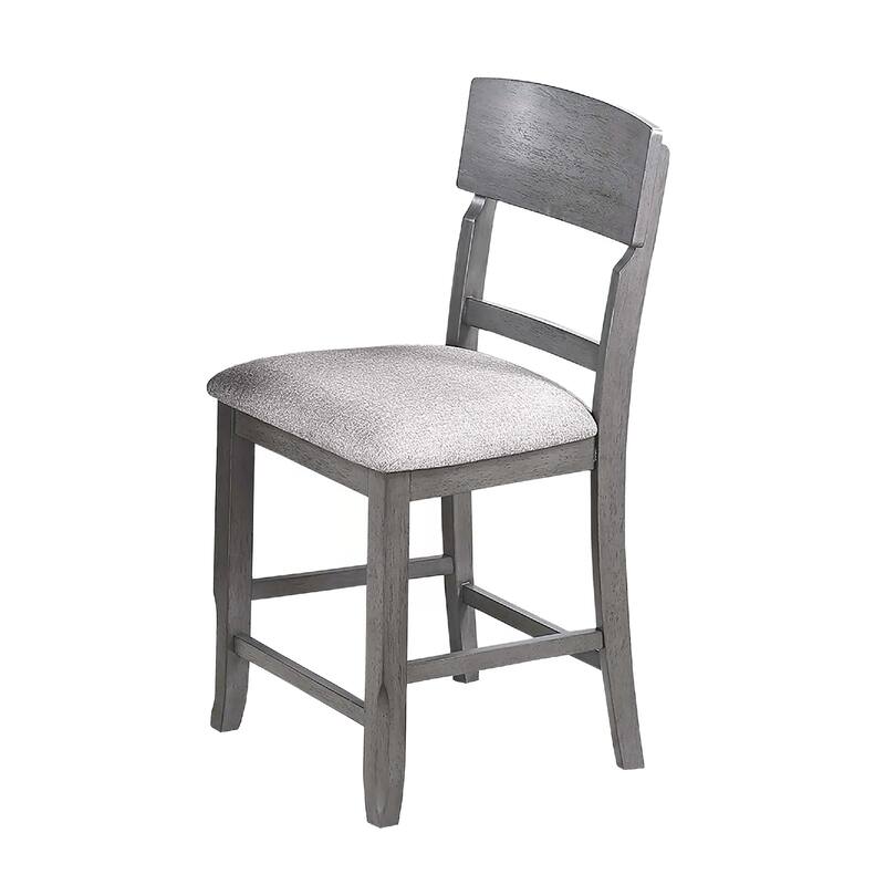 Keyan Counter Height Chair Set of 2, Foam Gray Fabric Seat, Wood