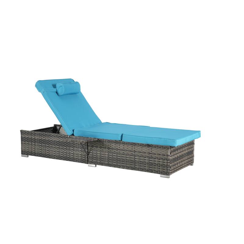 GDFStudio - Amelia Outdoor Chaise Lounge Chair Set of 2 with Adjustable Recline and Side Table for Poolside Relaxation