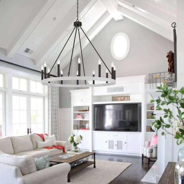 The Gray Barn Highclere 12-light Wagon Wheel Chandelier - 40"x40"x35.93"