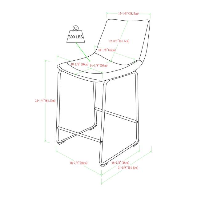 Middlebrook Prusiner 24-inch Faux Leather Counter Stool, Set of 2