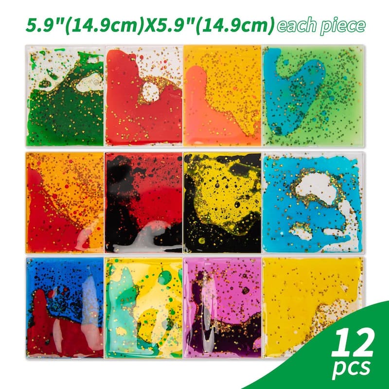 Art3d 12-Pack Colorful Flexible Liquid Play Mats for Children