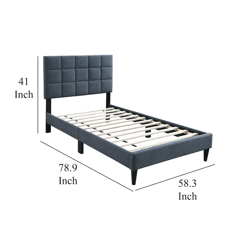 Lilian Full Bed, Soft Biscuit Tufted Charcoal Gray Linen Upholstery