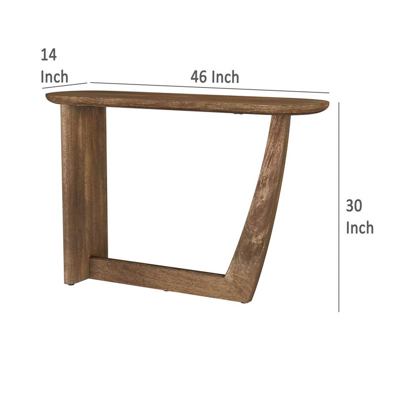 Leti Sofa Console Table, 46 Inch, Brown Mango Wood, L Shaped Base