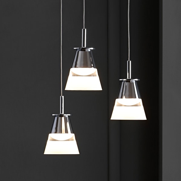 Alain 13" 3-Light Adjustable Integrated Pendant, Chrome by JONATHAN Y. Opens flyout.