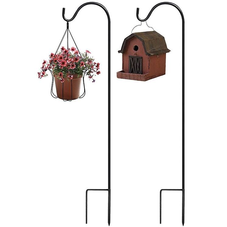 Sorbus Shepherds Hooks for Outdoor Extendable Garden Planter Stakes Bird Feeder Décor Lights Lanterns Flower Baskets - Set of 10