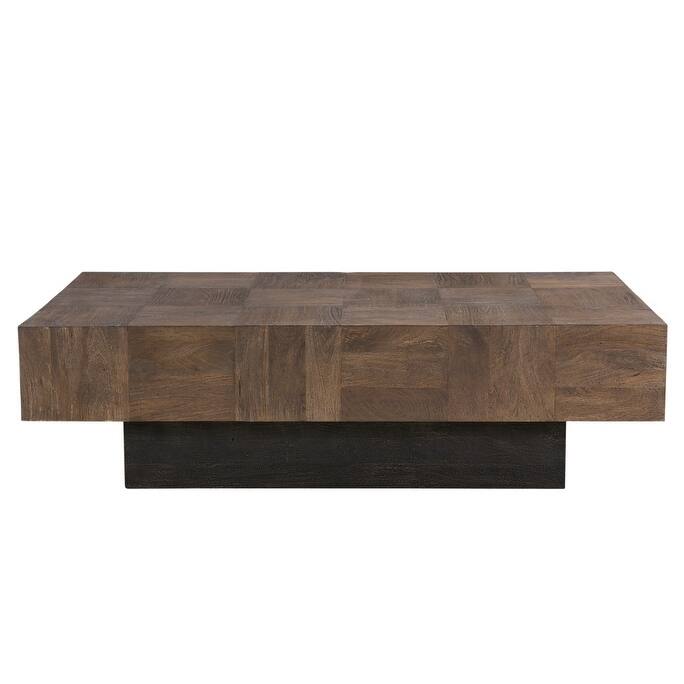HomeRoots 59" Dark Brown And Black Solid Wood Coffee Table - 59