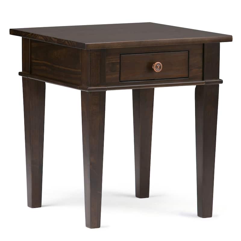WYNDENHALL Sterling SOLID WOOD 18 inch Wide Square Transitional End Side Table - 18 W x 18 D x 20 H