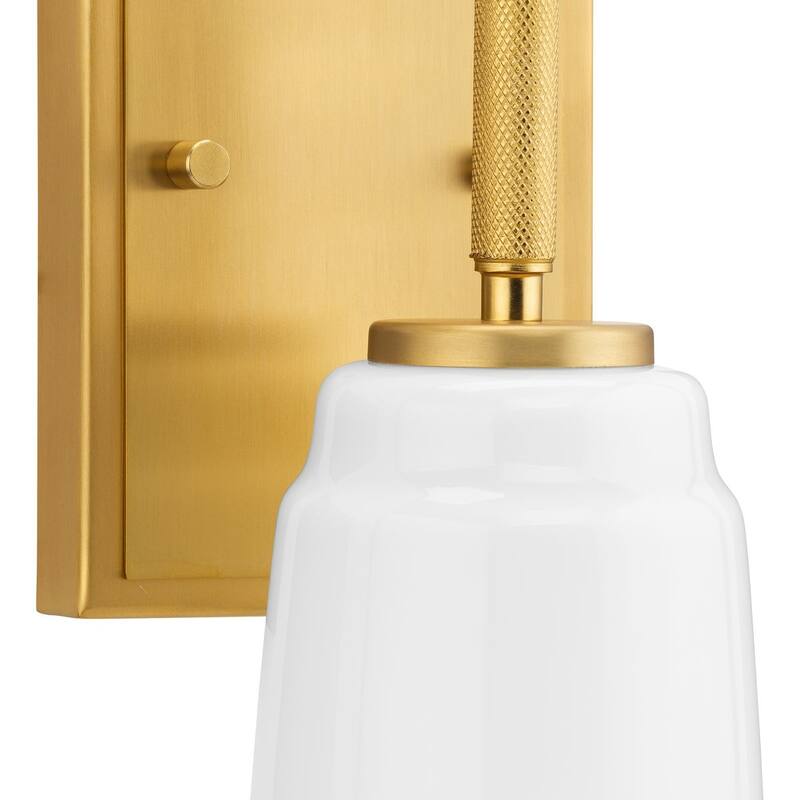 Spenser Collection One-Light Brushed Gold Industrial Vanity Light - 4.5 in x 5.75 in x 10.62 in