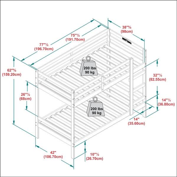 Twin-Over-Twin Design Loft Bed, Twin Size Bunk Bed
