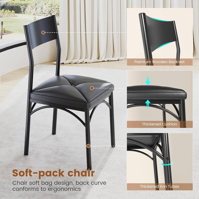 Extendable Dining Table Set 4-6 People 5-Piece Kitchen Table Set with 4 Cushion Chairs