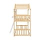 preview thumbnail 8 of 11, Twin Low Height Design Wood House Roof bunk Bed with Roof,Window Box,Door,with Safety Guardrails and Ladder,Natural/White