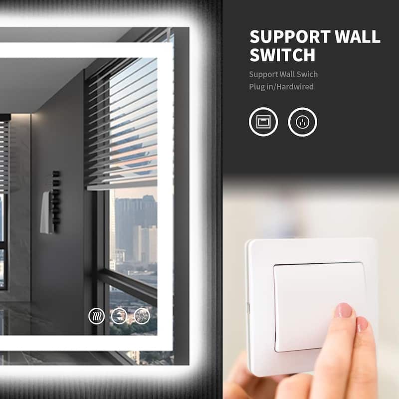 48x30 Inch Frameless LED Bathroom Mirror,Smart Mirror